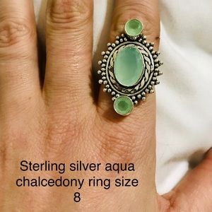 Sterling silver and aqua chalcedony ring
